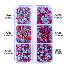 Mixed Sizes 6 Grid Box Light Siam AB Glass HotFix Rhinestones For Clothing DIY WholesaleRhinestone