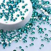 Mixed Sizes Indicolite Glass FlatBack Rhinestones For Nail Art Silver Back WholesaleRhinestone