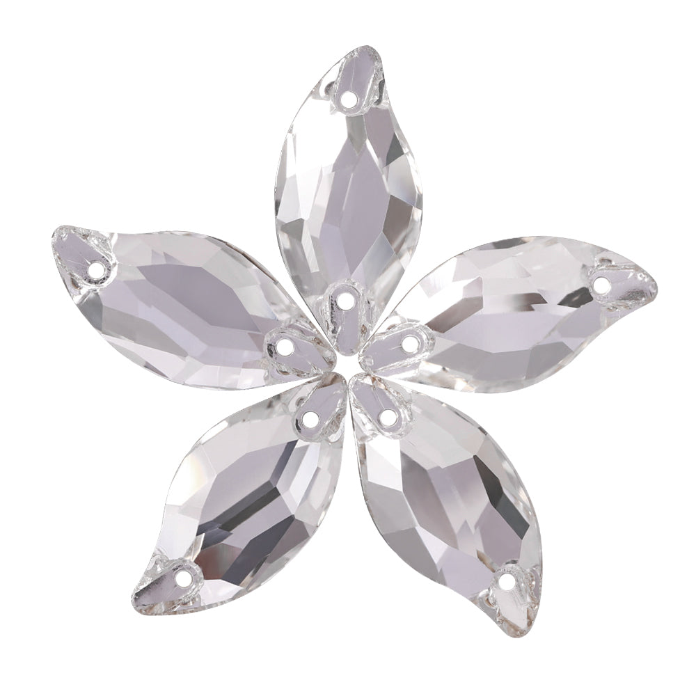 Crystal Diamond Leaf Shape High Quality Glass Sew-on Rhinestones WholesaleRhinestone