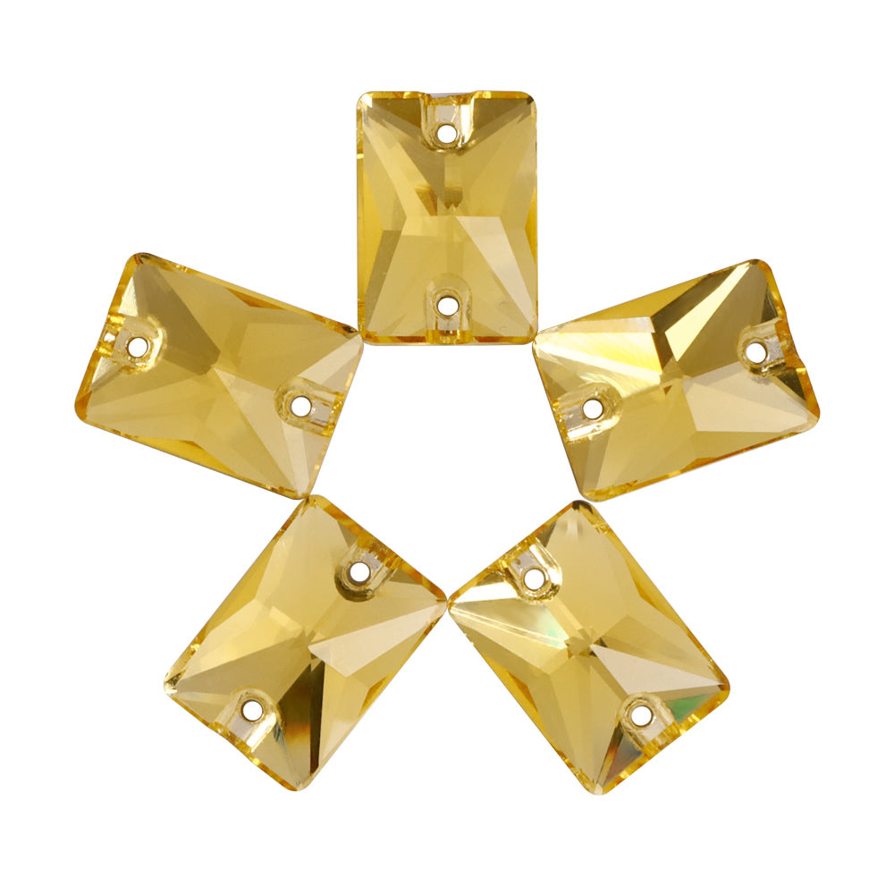 Light Topaz Rectangle Shape High Quality Glass Sew-on Rhinestones WholesaleRhinestone