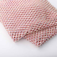 Crystal AB Rhinestones Mesh Fabric Sewing Elastic Trim - Pink WholesaleRhinestone