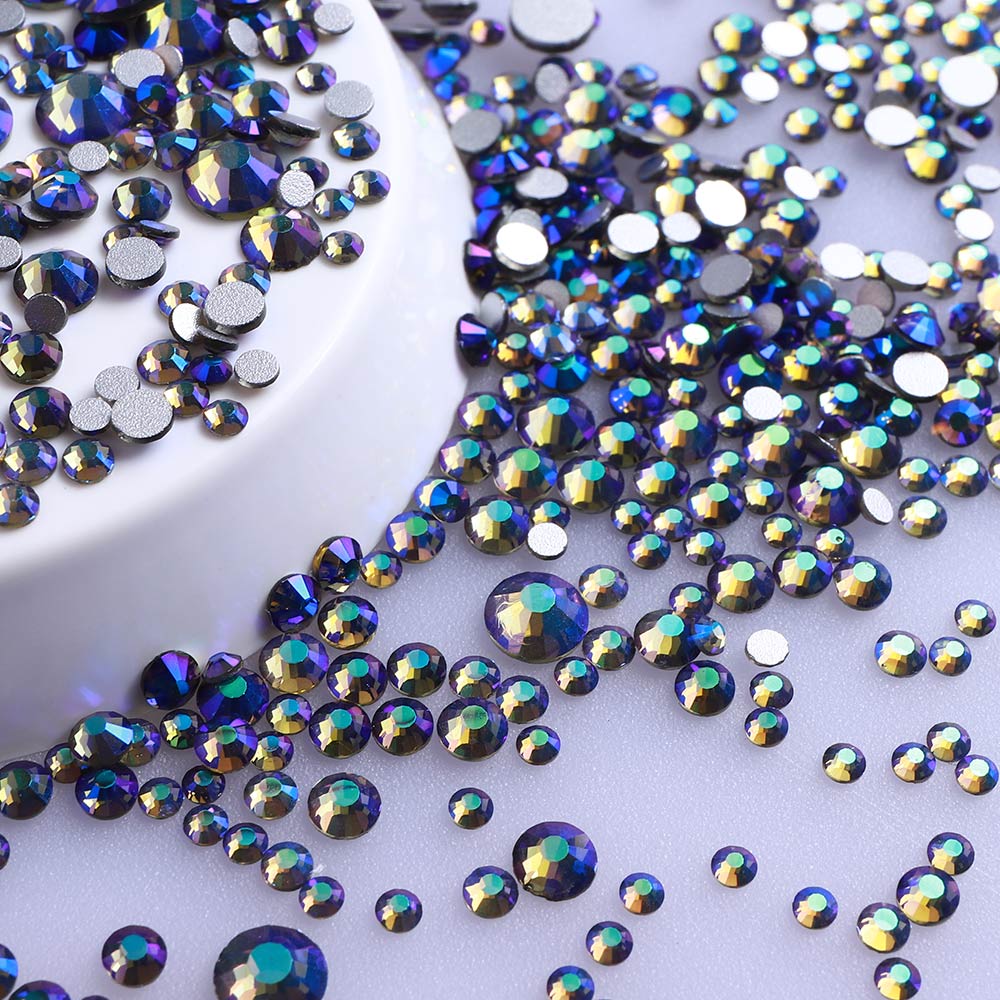 Mixed Sizes Black Diamond AB FlatBack Rhinestones For Nail Art Silver Back WholesaleRhinestone