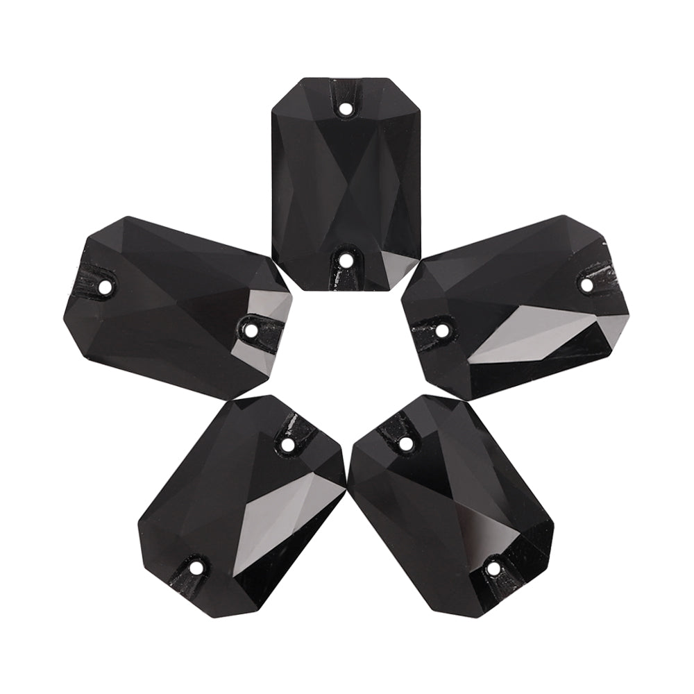 Jet Octagon Shape High Quality Glass Sew-on Rhinestones WholesaleRhinestone