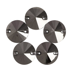 Jet Metallic Silver Rivoli Shape High Quality Glass Sew-on Rhinestones WholesaleRhinestone