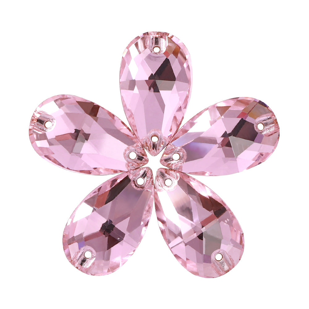 Light Rose Drop Shape High Quality Glass Sew-on Rhinestones WholesaleRhinestone