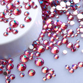 Mixed Sizes Rose AB Glass FlatBack Rhinestones For Nail Art Silver Back WholesaleRhinestone