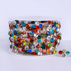 Sew-on Mixed Colors Glass Rhinestone Trim Chain Applique RA715 WholesaleRhinestone