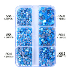 Mixed Sizes 6 Grid Box Aquamarine AB Glass HotFix Rhinestones For Clothing DIY WholesaleRhinestone