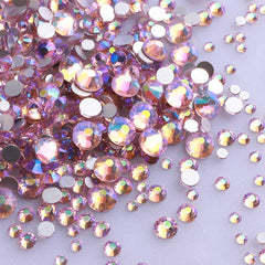Mixed Sizes Light Pink AB Glass FlatBack Rhinestones For Nail Art Silver Back WholesaleRhinestone