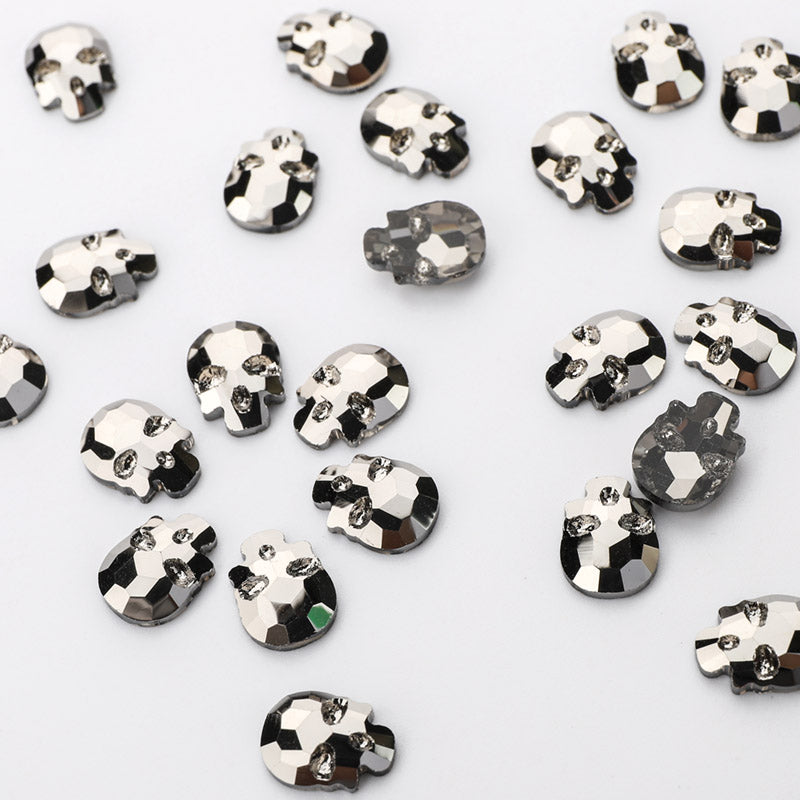 Skull Shape Hematite Flat Back Fancy Rhinestones WholesaleRhinestone