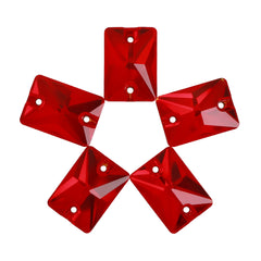 Light Siam Rectangle Shape High Quality Glass Sew-on Rhinestones WholesaleRhinestone