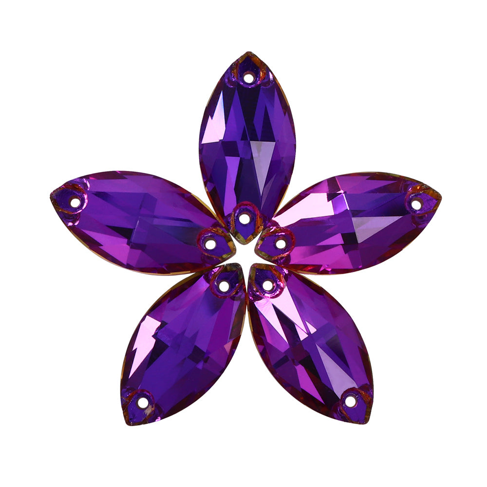 Violet Blue Navette Shape High Quality Glass Sew-on Rhinestones WholesaleRhinestone