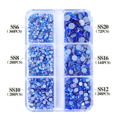 Mixed Sizes 6 Grid Box Light Blue AB Glass HotFix Rhinestones For Clothing DIY WholesaleRhinestone