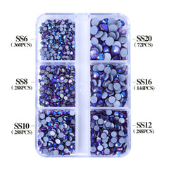 Mixed Sizes 6 Grid Box Tanzanite AB Glass HotFix Rhinestones For Clothing DIY WholesaleRhinestone