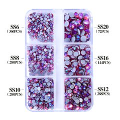 Mixed Sizes 6 Grid Box Rose AB Glass HotFix Rhinestones For Clothing DIY WholesaleRhinestone