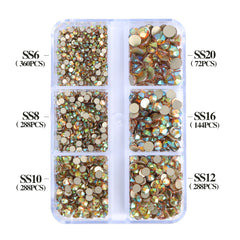 Mixed Sizes 6 Grid Box Ghost Light Glass FlatBack Rhinestones For Nail Art Golden Back WholesaleRhinestone
