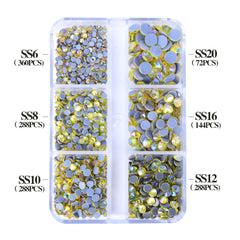 Mixed Sizes 6 Grid Box Citrine AB Glass HotFix Rhinestones For Clothing DIY WholesaleRhinestone