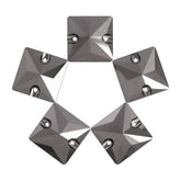 Jet Metallic Silver Square Shape High Quality Glass Sew-on Rhinestones WholesaleRhinestone