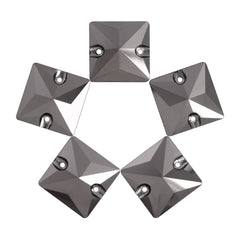 Jet Metallic Silver Square Shape High Quality Glass Sew-on Rhinestones WholesaleRhinestone