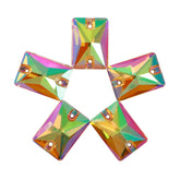 Iridescent Green Rectangle Shape High Quality Glass Sew-on Rhinestones WholesaleRhinestone
