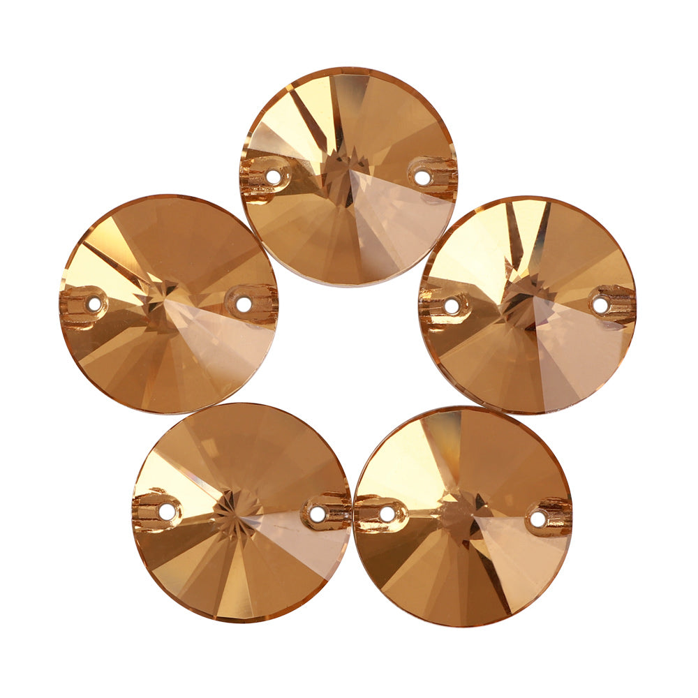 Light Smoked Topaz Rivoli Shape High Quality Glass Sew-on Rhinestones WholesaleRhinestone