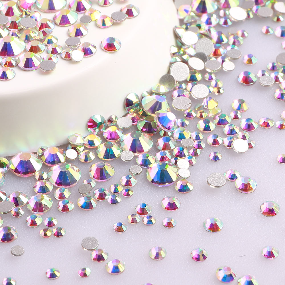 Mixed Sizes Crystal AB FlatBack Rhinestones For Nail Art Silver Back WholesaleRhinestone