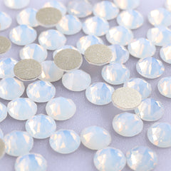 White Opal Glass Flat Back Glue-On Rhinestones 16 Cut Facets In Bulk WholesaleRhinestone