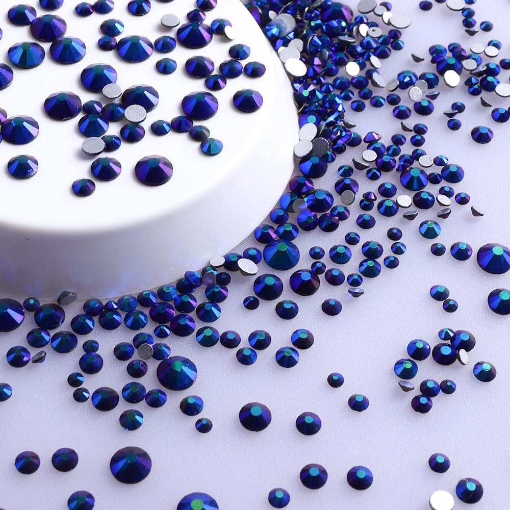 Mixed Sizes Black AB FlatBack Rhinestones For Nail Art Silver Back WholesaleRhinestone