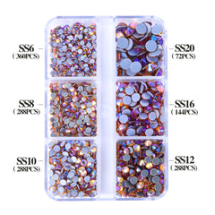 Mixed Sizes 6 Grid Box Topaz AB Glass HotFix Rhinestones For Clothing DIY