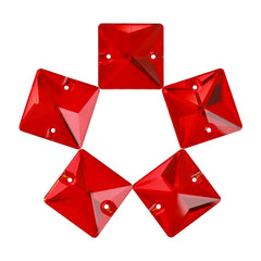 Light Siam Square Shape High Quality Glass Sew-on Rhinestones WholesaleRhinestone