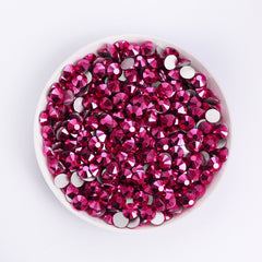 Mineral Fuchsia Glass FlatBack Rhinestones Silver Back WholesaleRhinestone