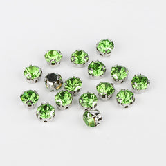 Peridot Sewing 3D Claw Rhinestones Silver Base WholesaleRhinestone