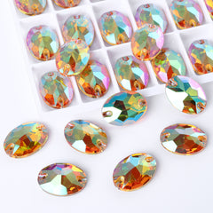 Crystal Sun Oval Shape High Quality Glass Sew-on Rhinestones WholesaleRhinestone