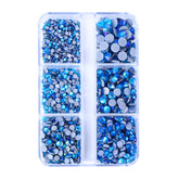 Mixed Sizes 6 Grid Box Indicolite AB Glass HotFix Rhinestones For Clothing DIY WholesaleRhinestone