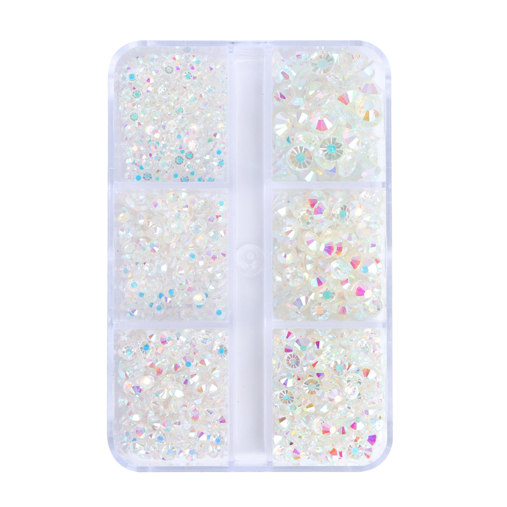 Mixed Sizes 6 Grid Box Crystal AB Glass FlatBack Rhinestones For Nail Art  Unfoiled Back WholesaleRhinestone