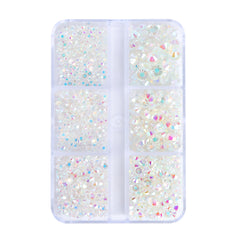 Mixed Sizes 6 Grid Box Crystal AB Glass FlatBack Rhinestones For Nail Art  Unfoiled Back WholesaleRhinestone