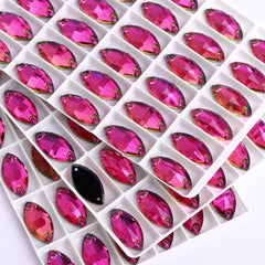 Vitrail Rose Navette Shape High Quality Glass Sew-on Rhinestones WholesaleRhinestone