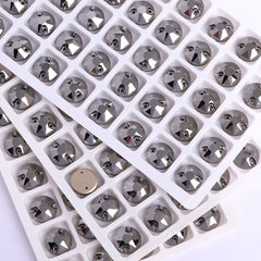 Jet Metallic silver XIRIUS Round Shape High Quality Glass Sew-on Rhinestones WholesaleRhinestone
