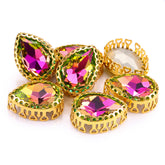 Vitrail Rose Drop Shape High-Quality Glass Sew-on Nest Hollow Claw Rhinestones WholesaleRhinestone