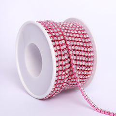 White Opal Glass Rhinestones Close Cup Chain - 1 Row Multi Colors Base WholesaleRhinestone