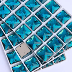 Indicolite Square Shape High Quality Glass Sew-on Rhinestones WholesaleRhinestone