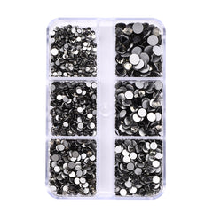 Mixed Sizes 6 Grid Box Black Diamond Glass FlatBack Rhinestones For Nail Art  Silver Back WholesaleRhinestone