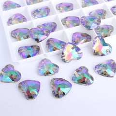 Ghost Light Heart Form hochwertiges Glasnäh-On-Strasssteine