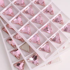 Light Rose Triangle Shape High Quality Glass Sew-on Rhinestones WholesaleRhinestone