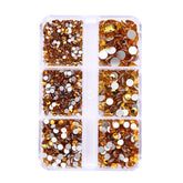Mixed Sizes 6 Grid Box Topaz Glass FlatBack Rhinestones For Nail Art Silver Back WholesaleRhinestone
