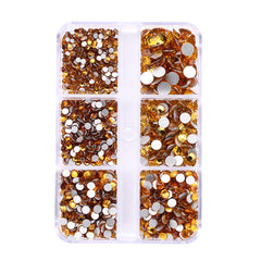 Mixed Sizes 6 Grid Box Topaz Glass FlatBack Rhinestones For Nail Art Silver Back WholesaleRhinestone