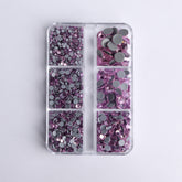 Mixed Sizes 6 Grid Box Light Pink Glass HotFix Rhinestones For Clothing DIY WholesaleRhinestone