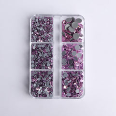 Mixed Sizes 6 Grid Box Light Pink Glass HotFix Rhinestones For Clothing DIY WholesaleRhinestone