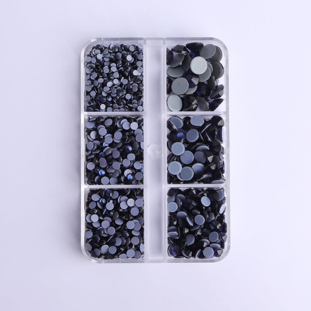 Mixed Sizes 6 Grid Box Montana Glass HotFix Rhinestones For Clothing DIY WholesaleRhinestone