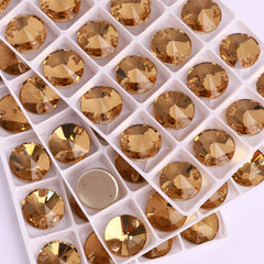 Light Smoked Topaz Rivoli Shape High Quality Glass Sew-on Rhinestones WholesaleRhinestone